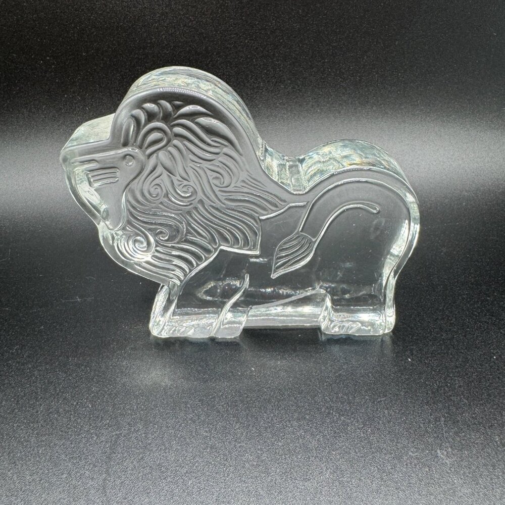 Vintage Scandinavian Kosta Boda Glass Lion Paperweight Figurine 1970s Bertin Val